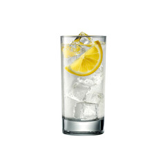 Refreshing Lemon Water with Ice in Highball Glass