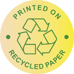 Printed on Recycled Paper Vector Label – Eco Friendly, Green, Sustainable, Badge Design