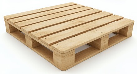 Light Unfinished Wooden Pallet Angled on White Backdrop Displaying Intricate Grain and Texture Details Shot With 35mm Lens