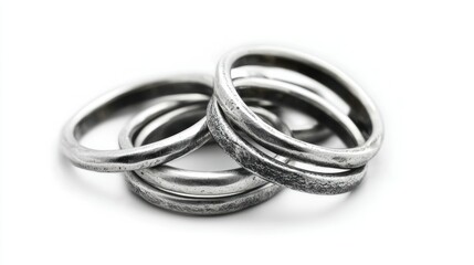 Handmade silver rings isolated on white background