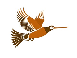 Fototapeta premium Bird Flying Illustration: Elegant Nature Wildlife Design for Decor and Logos with Brown Feathers - Modern Artistic Representation for Nature Lovers and Ornithology Enthusiasts