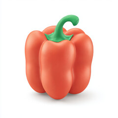 Vibrant red bell pepper with green stem is isolated on white background, showcasing its smooth texture