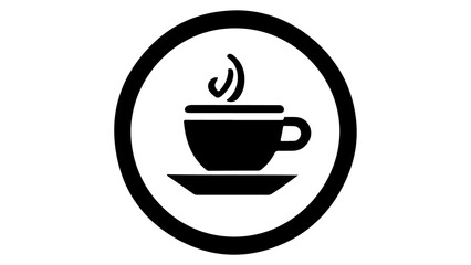 coffee cup icon in circle vector simple illustration, cup of coffee black sign in black circle 