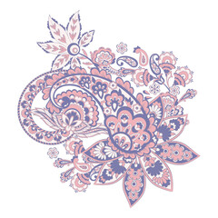 Isolated Vector Paisley pattern in floral indian style