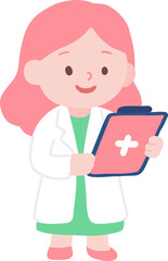 의무 기록을 들고 있는 여자 의사