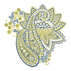 Vector Floral isolated pattern with paisley ornament.