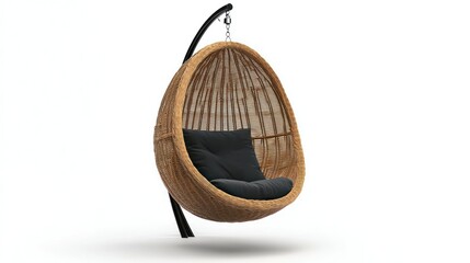 Hanging egg chair isolated on white background