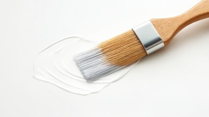 White Paint Brushstrokes on Rustic Wood Texture Background