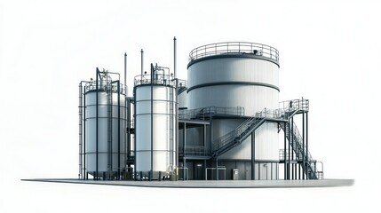 Obraz premium Hazardous chemical storage facility isolated on white background