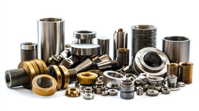 Heavy metal components isolated on white background