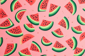 Watermelon slices pattern on pink background (1)