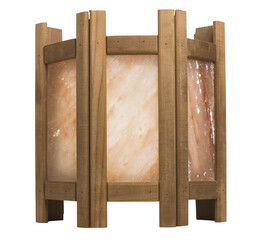 Salt stone panel framed in natural wood. isolate