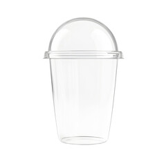 Clear Plastic Cup with Dome Lid on White Background