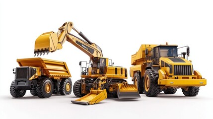 Fototapeta premium Heavy-duty machines isolated on white background