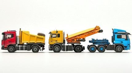 Fototapeta premium Heavy-duty transportation vehicles isolated on white background