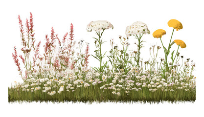 Set of Achillea terracotta and Actaea simplex tree isolated png, perfect floral elements, garden plants, medicinal herbs, botanical vector illustration, nature design. © aura studio