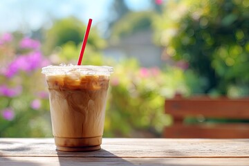Iced Latte in Sunlight: A Serene Summer Coffee Moment