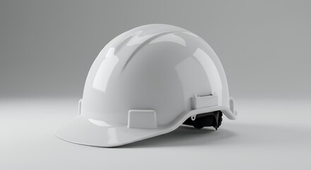 Fototapeta premium White Safety Helmet Isolated on White Background Under Soft Lighting with Subtle Contours