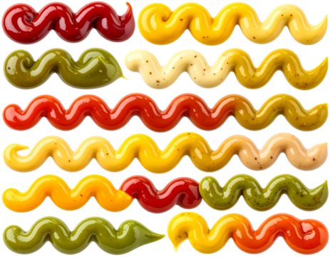 Colorful Abstract Sauce Patterns: Transparent Background PNG