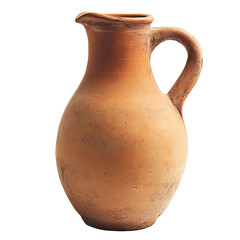 Antique Ceramic Clay Jug for Drinking Wine, Water or Milk Isolated on PNG Transparent Background
