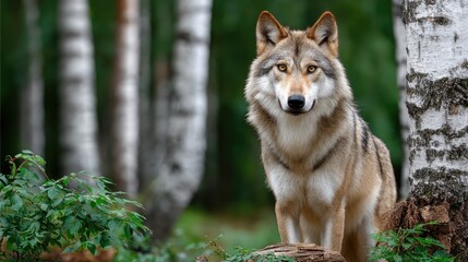 Obraz premium Wolf in forest portrait