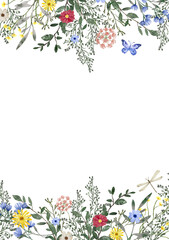 Floral frame watercolor illustration