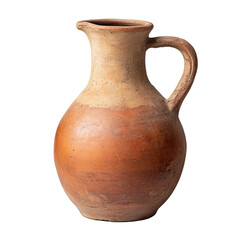 Antique Ceramic Clay Jug for Drinking Wine, Water or Milk Isolated on PNG Transparent Background

