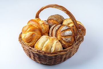 Assorted baked goods in a wicker basket