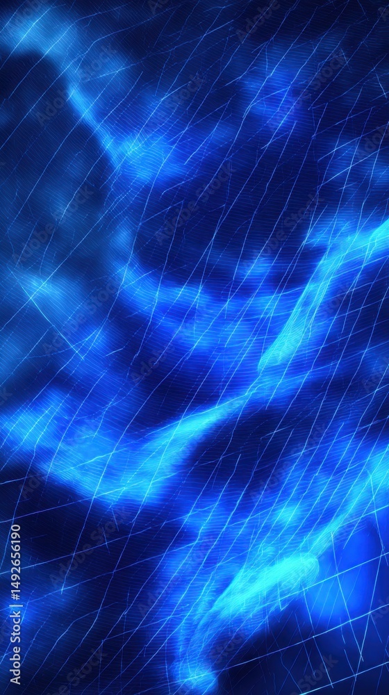 Canvas Prints abstract blue digital network background with glowing lines and waves, futuristic design, technology