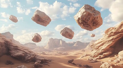 Floating rocks desert landscape
