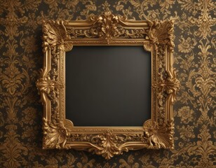 Intricate gold frames on rich damask, floral motifs ,  wallpaper,  brocade,  vintage