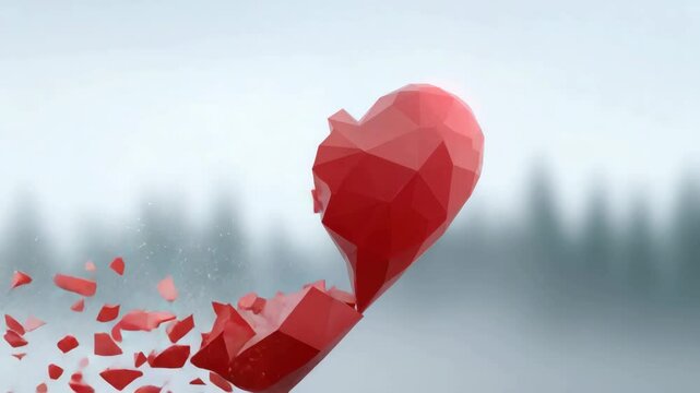 A heart shattered by hurtful words and actions. Heartbreak or unfulfilled love. The pain of romantic failure and emotional disappointment.