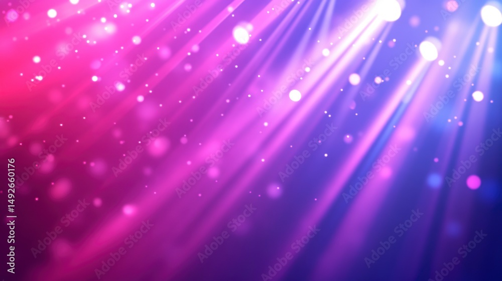 Aufkleber abstract pink and blue light rays background with bokeh effect.