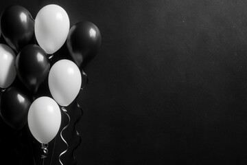 Black and white balloons celebration decoration vibrant festive atmosphere