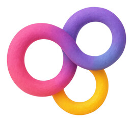 Abstract Intertwined Colorful Loops on Transparent Background