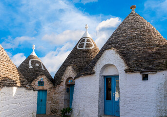 old mediterranean architecture buildings trulli in Alberobello, Italy. Landmark with traditional...