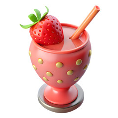 Delicious Strawberry Smoothie in Cute Cup