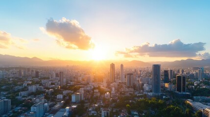 Fototapeta premium Cityscape sunset panorama