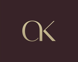 OK letter logo icon design. Classic style luxury initials monogram.