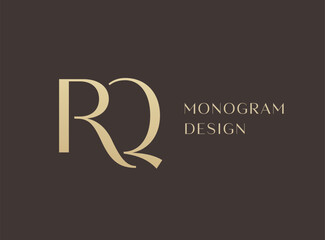 RQ letter logo icon design. Classic style luxury initials monogram.