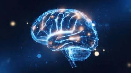 Obraz premium Digital Brain Conceptual Image of Connectivity and Neurological Activity
