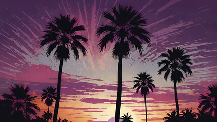 Fototapeta premium palm trees at sunset