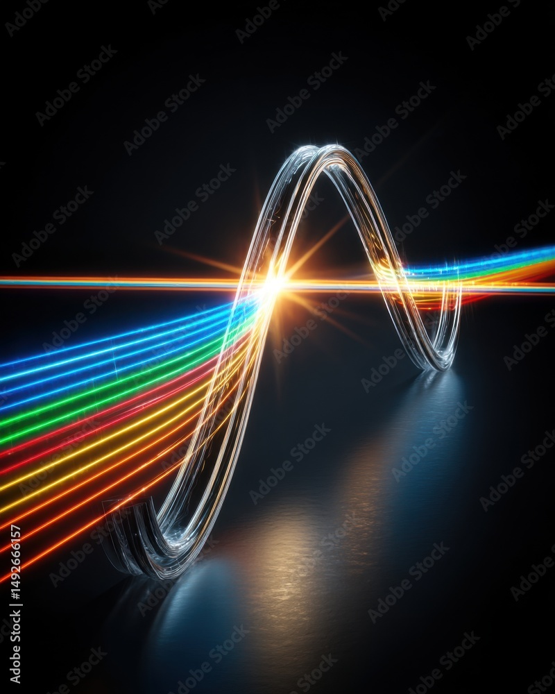 Canvas Prints abstract light trails with glass curve on dark background studio shot technology concept design elem