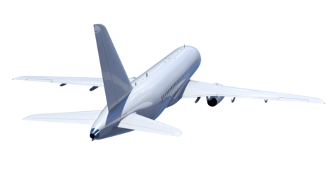 assenger airplane flying on transparent background 3d