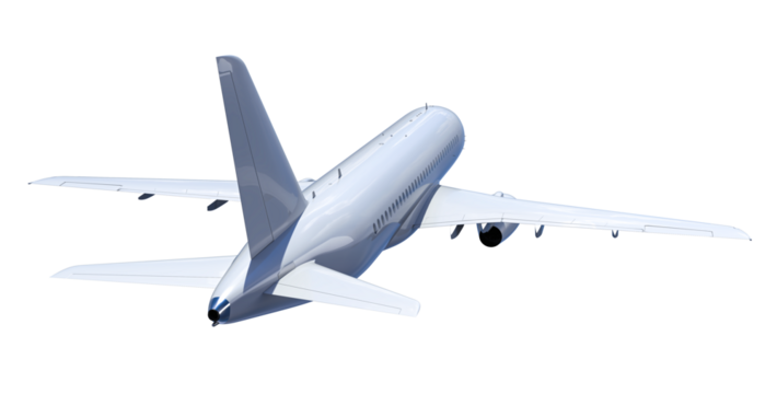 assenger airplane flying on transparent background 3d