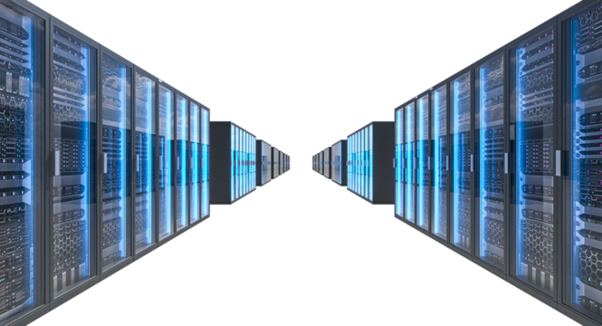 Modern server racks transparent background 3d - Powered by Adobe