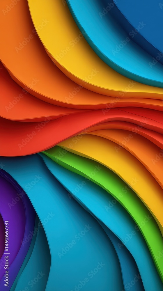 Canvas Prints vibrant rainbow layers abstract background graphic design element colorful wavy shapes modern art br