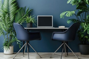Modern home office with plants