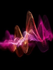 Fototapeta premium Abstract Light Painting of Flowing Waves Against Black Background, High Angle Shot, Modern Art