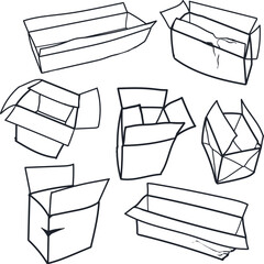 Set of icons in the form of simple boxes